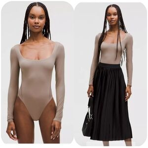 Lululemon Nulu Square Neck Long Sleeve Bodysuit | Taupetastic | M
